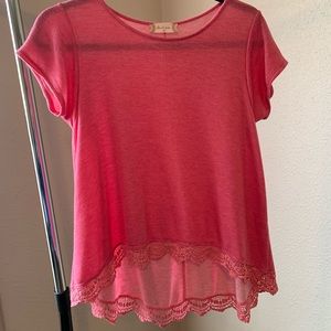 COPY - Altar’d State Pink Top with Lace Trim